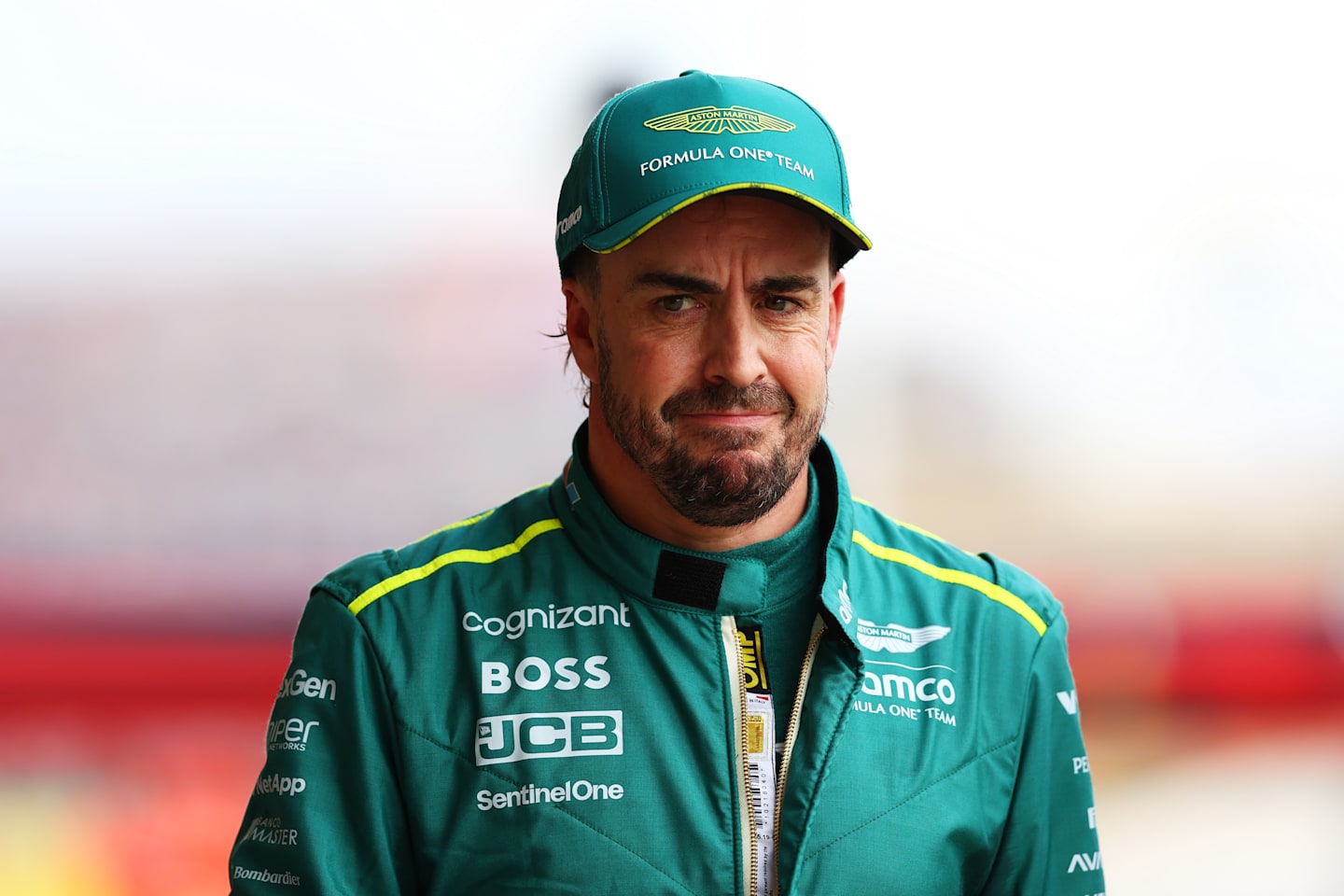 AUSTIN, TEXAS - OCTOBER 18: 14th placed qualifier Fernando Alonso ahead of the F1 Grand Prix of United States at Circuit of The Americas on October 18, 2024 in Austin, Texas. (Photo by Bryn Lennon - Formula 1/Formula 1 via Getty Images)