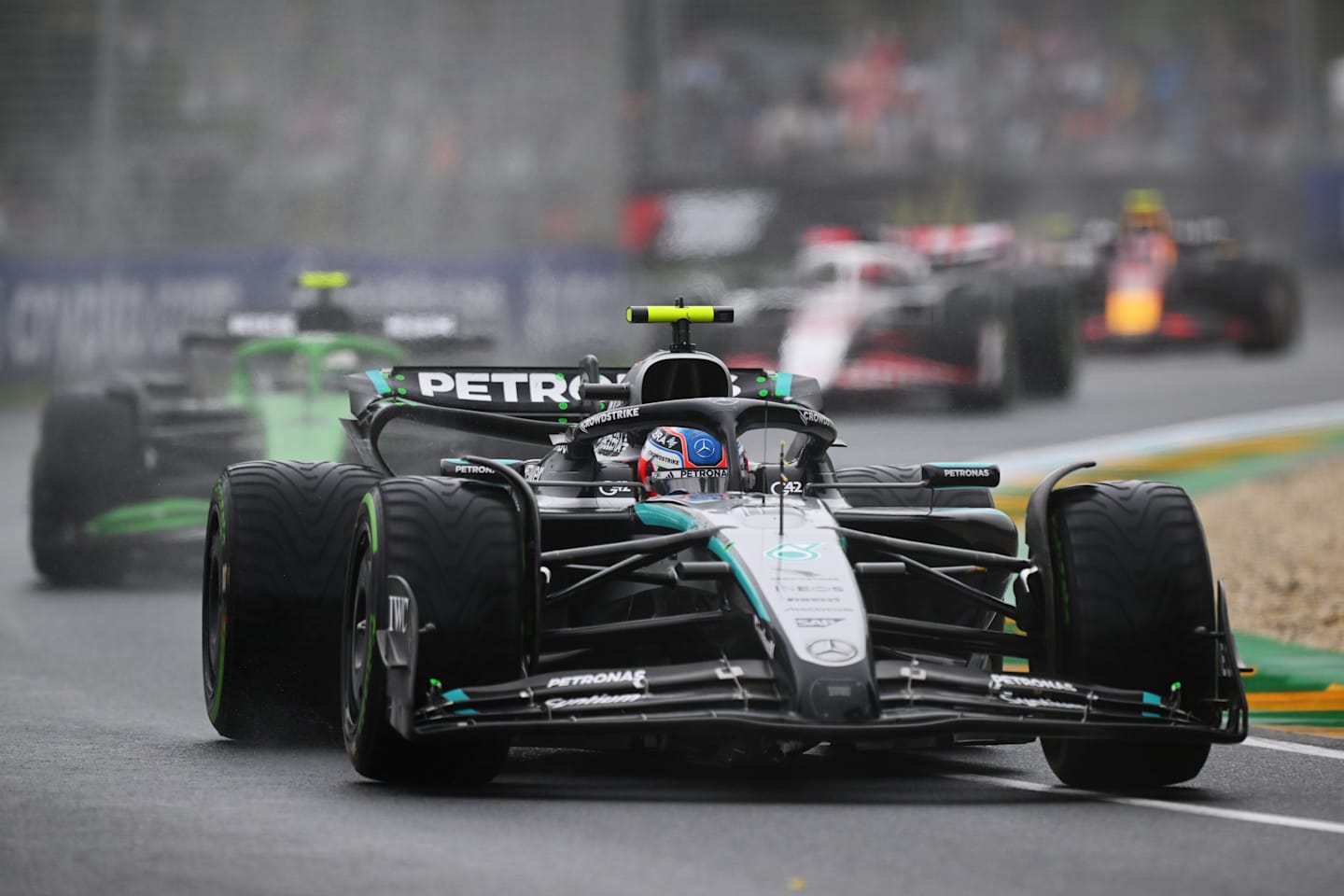 MELBOURNE, AUSTRALIA - MARCH 16: Andrea Kimi Antonelli of Italy driving the (12) Mercedes AMG