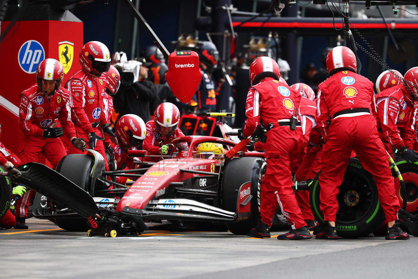 MELBOURNE, AUSTRALIA - MARCH 16: Lewis Hamilton of Great Britain driving the (44) Scuderia Ferrari