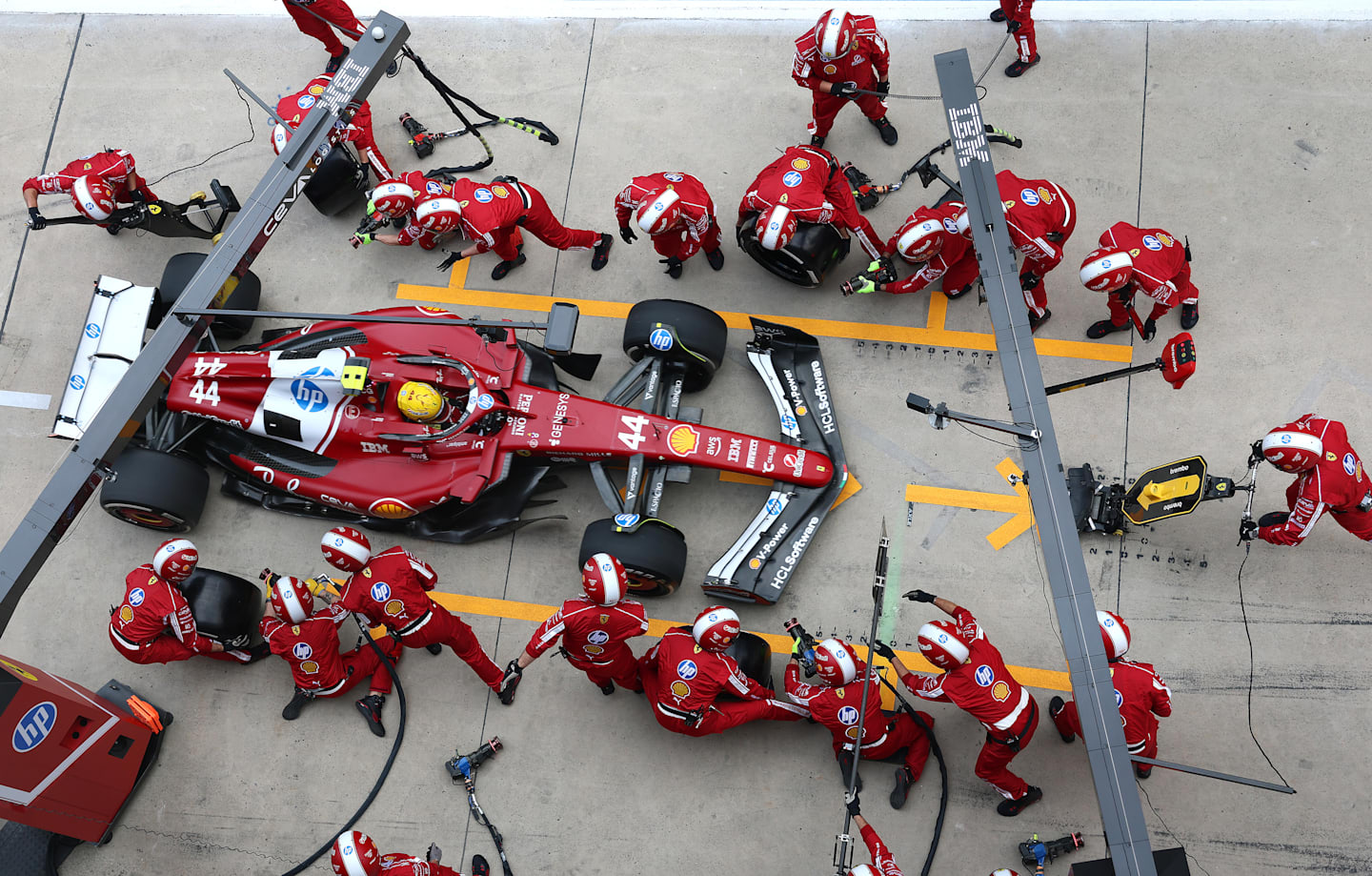 SHANGHAI, CHINA - MARCH 23: Lewis Hamilton of Great Britain driving the (44) Scuderia Ferrari SF-25