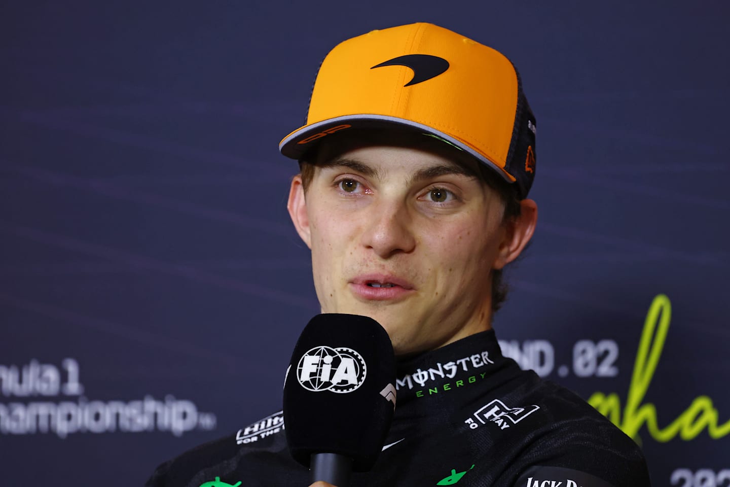 SHANGHAI, CHINA - MARCH 23: Race winner Oscar Piastri of Australia and McLaren attends the press