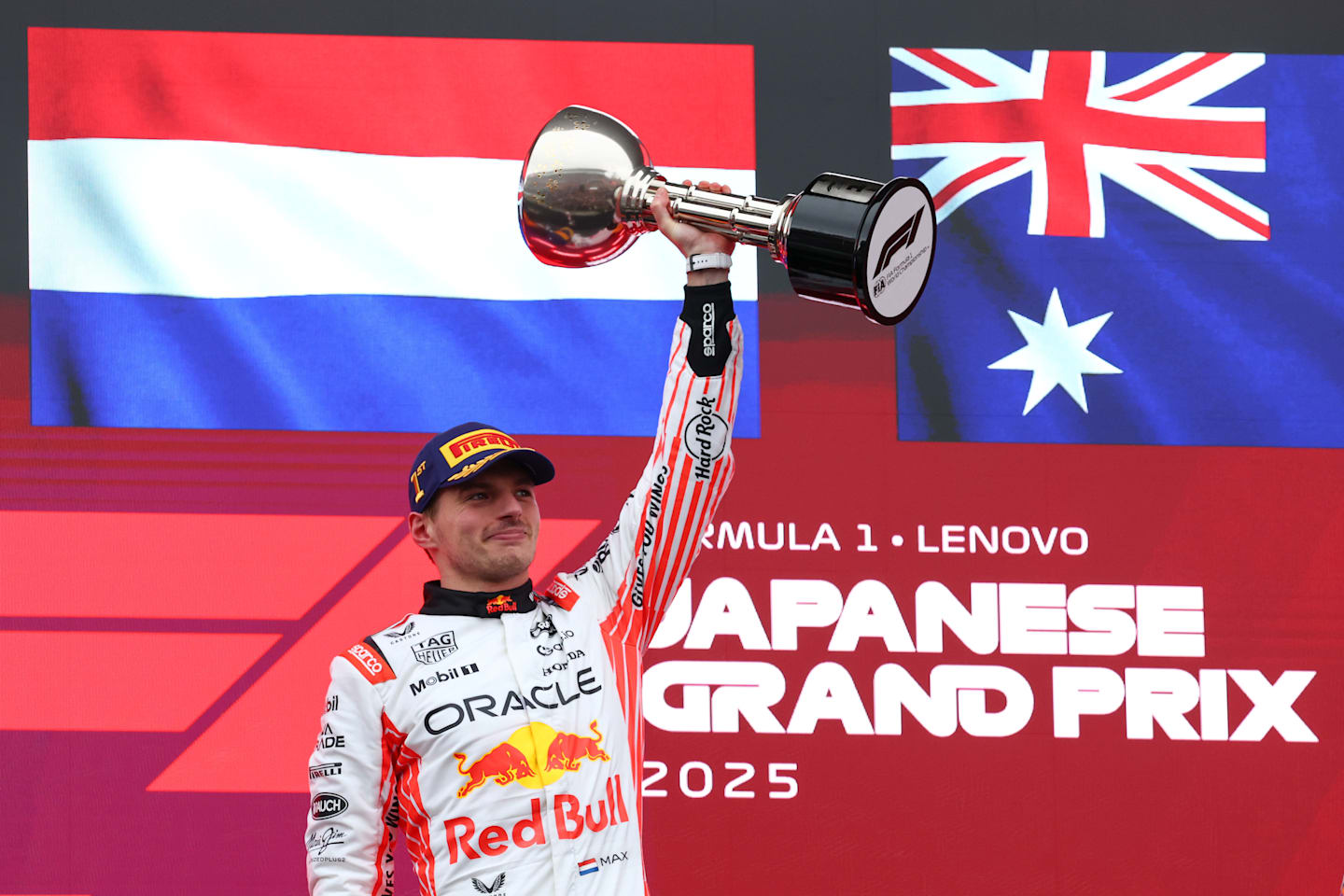 SUZUKA, JAPAN - APRIL 06: Race winner Max Verstappen of the Netherlands and Oracle Red Bull Racing