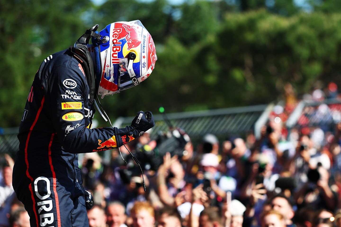 IMOLA, ITALY - MAY 18: Race winner Max Verstappen of the Netherlands and Oracle Red Bull Racing