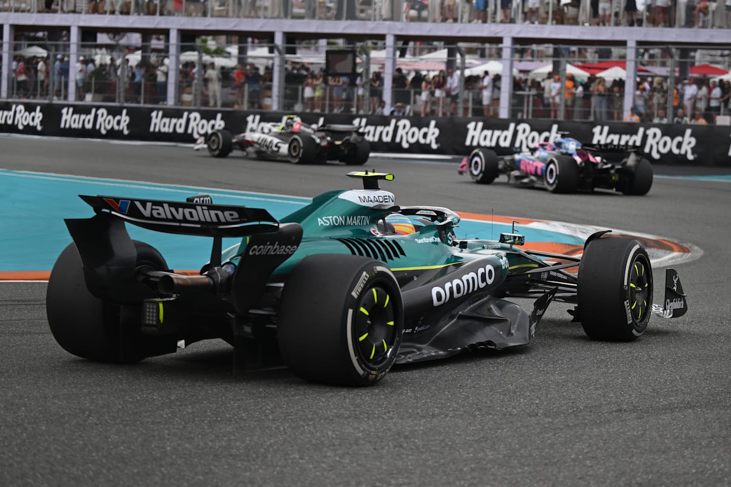 MIAMI, FLORIDA - MAY 04: Fernando Alonso of Spain driving the (14) Aston Martin F1 Team AMR25