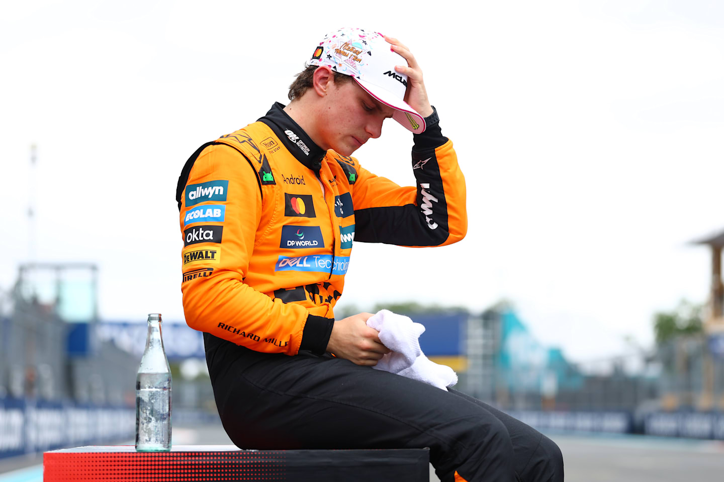 Oscar Piastri of Australia and McLaren in parc ferme during the Sprint ahead of the F1 Grand Prix of Miami at Miami International Autodrome on May 03, 2025 in Miami, Florida. (Photo by Bryn Lennon - Formula 1/Formula 1 via Getty Images)
