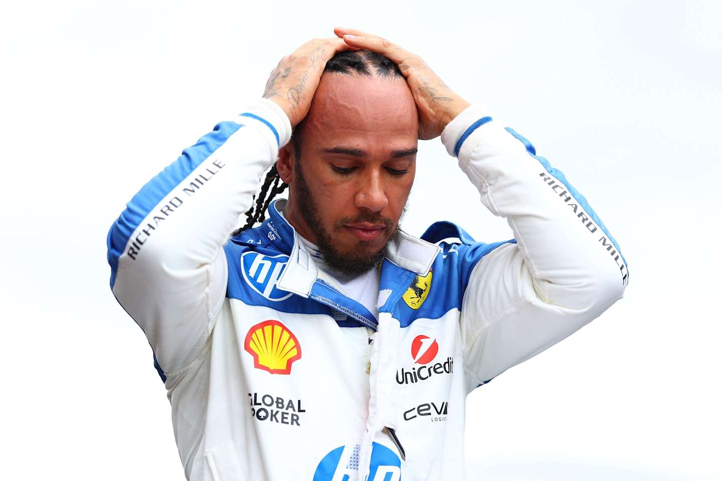 MIAMI, FLORIDA - MAY 03: Third placed Lewis Hamilton of Great Britain and Scuderia Ferrari in parc