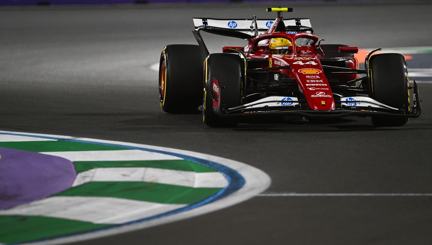 JEDDAH, SAUDI ARABIA - APRIL 20: Lewis Hamilton of Great Britain driving the (44) Scuderia Ferrari