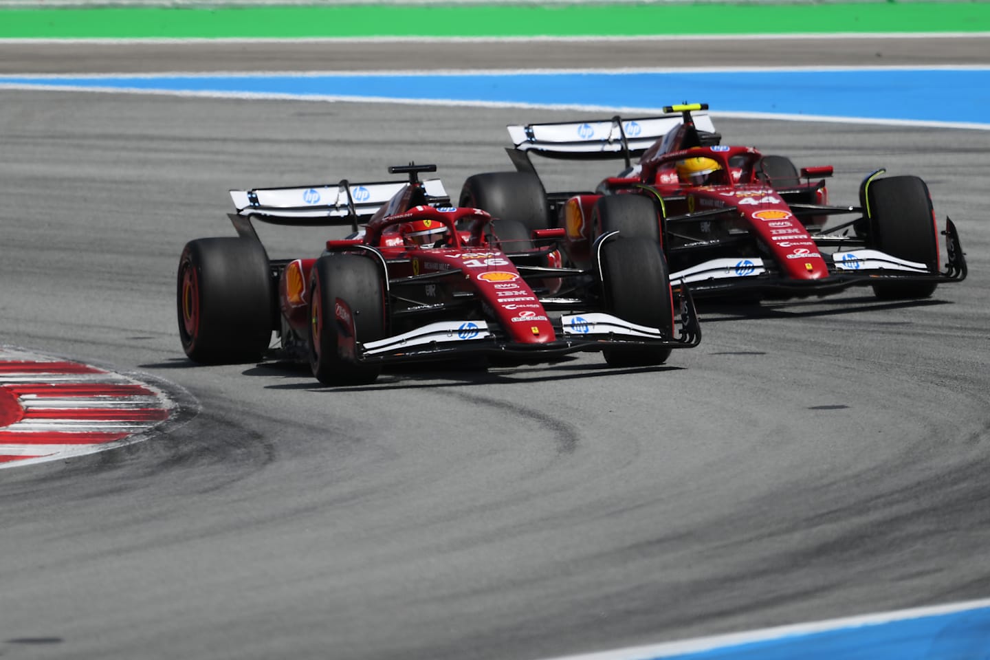 BARCELONA, SPAIN - JUNE 01: Charles Leclerc of Monaco driving the (16) Scuderia Ferrari SF-25 and