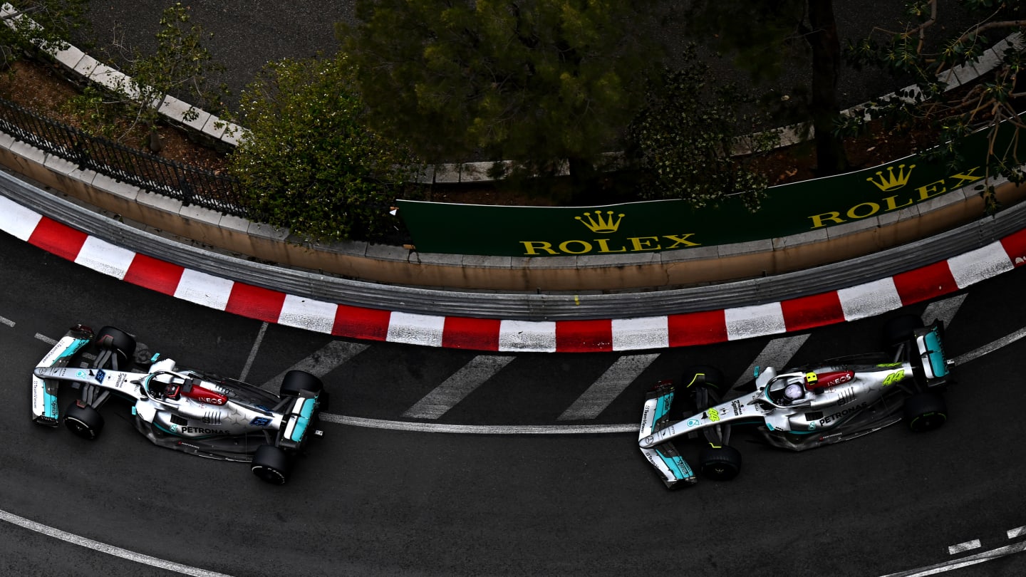 MONTE-CARLO, MONACO - MAY 29: George Russell of Great Britain driving the (63) Mercedes AMG