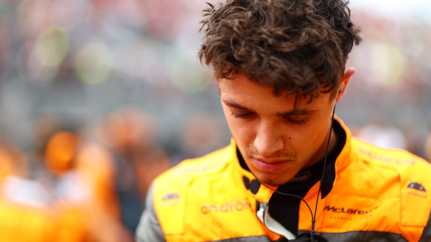 MONTREAL, QUEBEC - JUNE 18: Lando Norris of Great Britain and McLaren looks on on the grid prior to