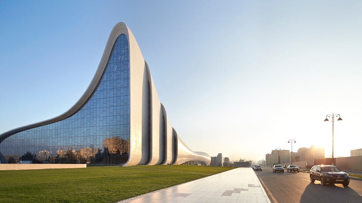 Heydar Alijev Cultural Centre, Baku, Azerbaijan. Architect: Zaha Hadid Architects, 2013. View with