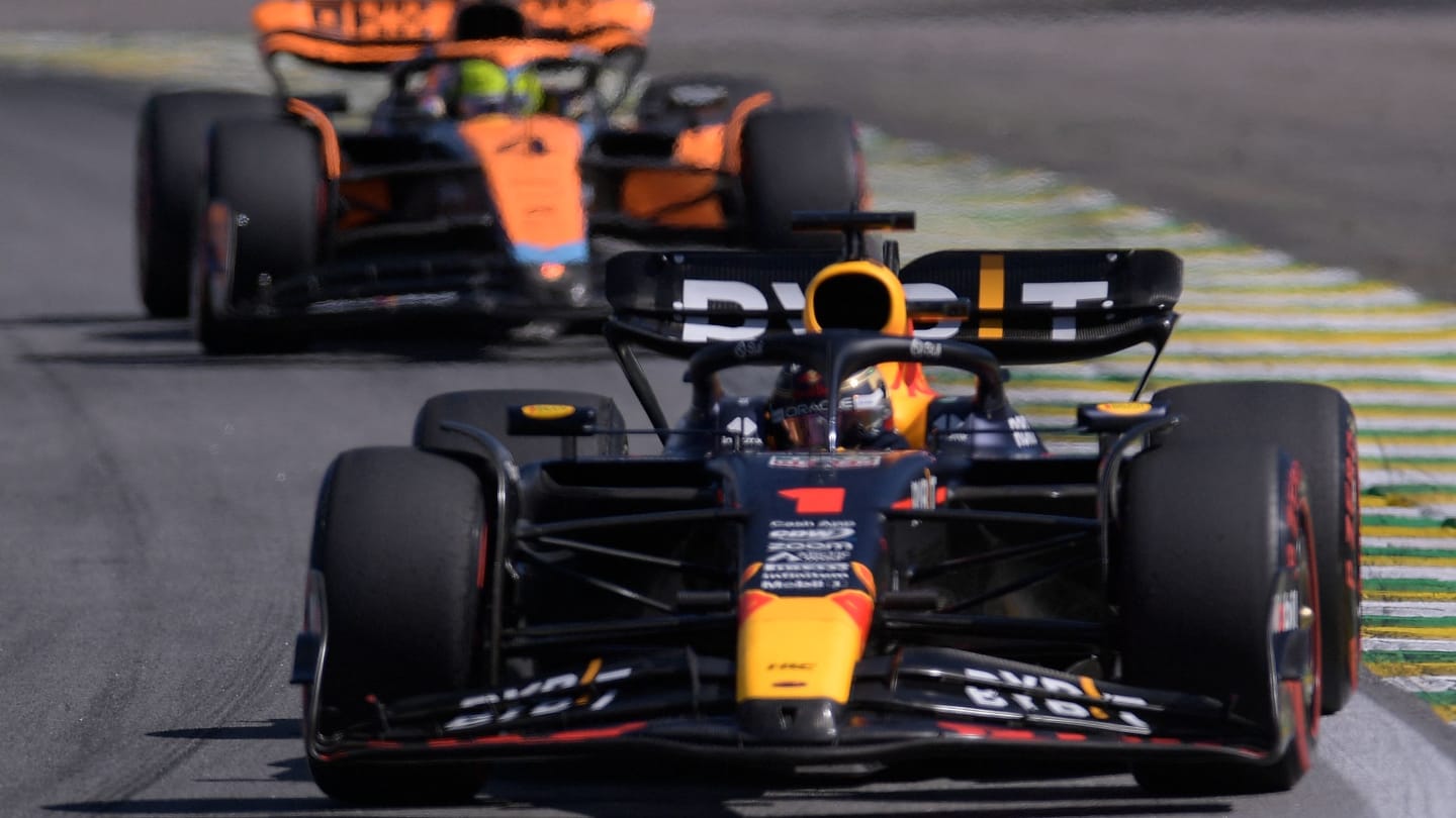 SAO PAULO, BRAZIL - NOVEMBER 05: Max Verstappen of the Netherlands driving the (1) Oracle Red Bull