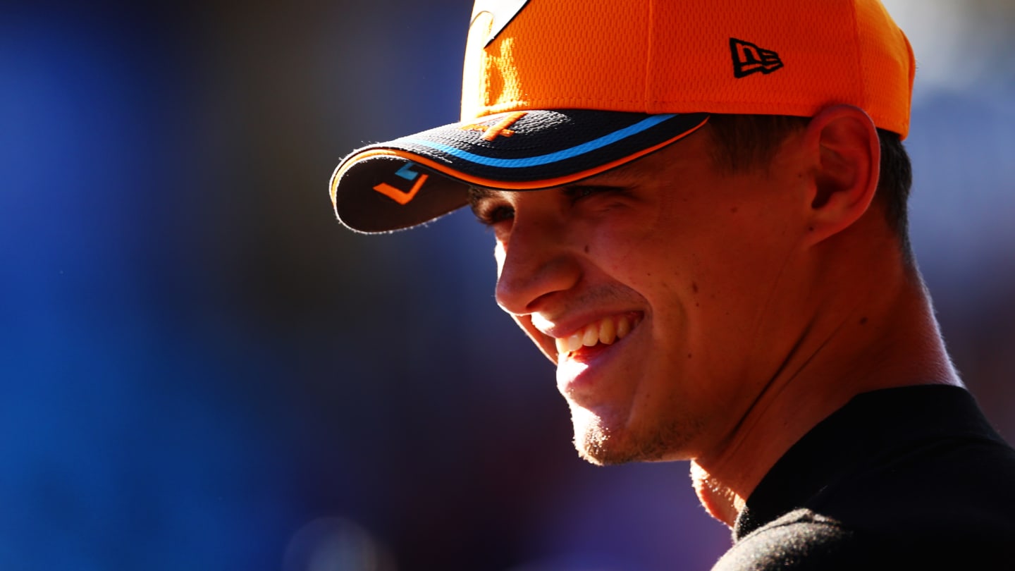 SAO PAULO, BRAZIL - NOVEMBER 04: Second placed Lando Norris of Great Britain and McLaren smiles in