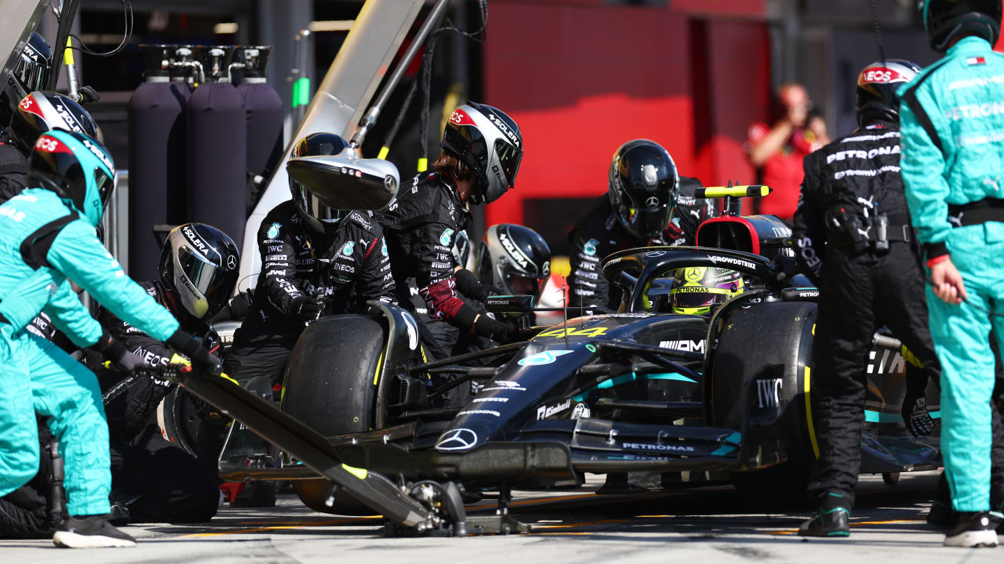 BUDAPEST, HUNGARY - JULY 23: Lewis Hamilton of Great Britain driving the (44) Mercedes AMG Petronas