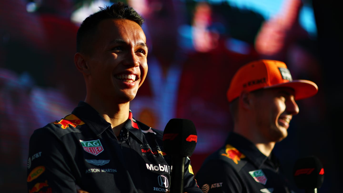 SPA, BELGIUM - AUGUST 30: Alexander Albon of Thailand and Red Bull Racing and Max Verstappen of
