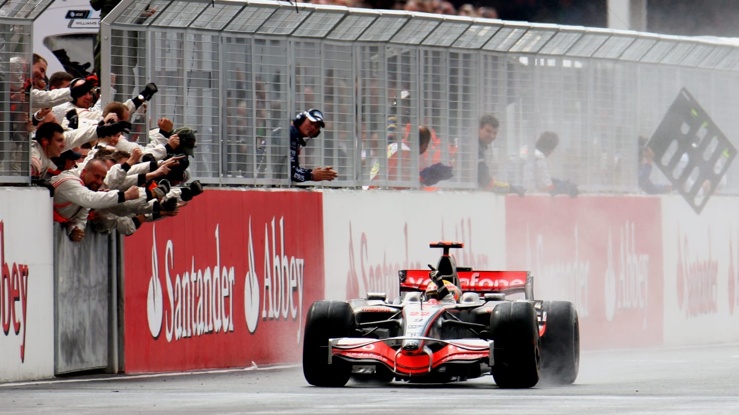 NORTHAMPTON, UNITED KINGDOM - JULY 06:  Lewis Hamilton of Great Britain and McLaren Mercedes