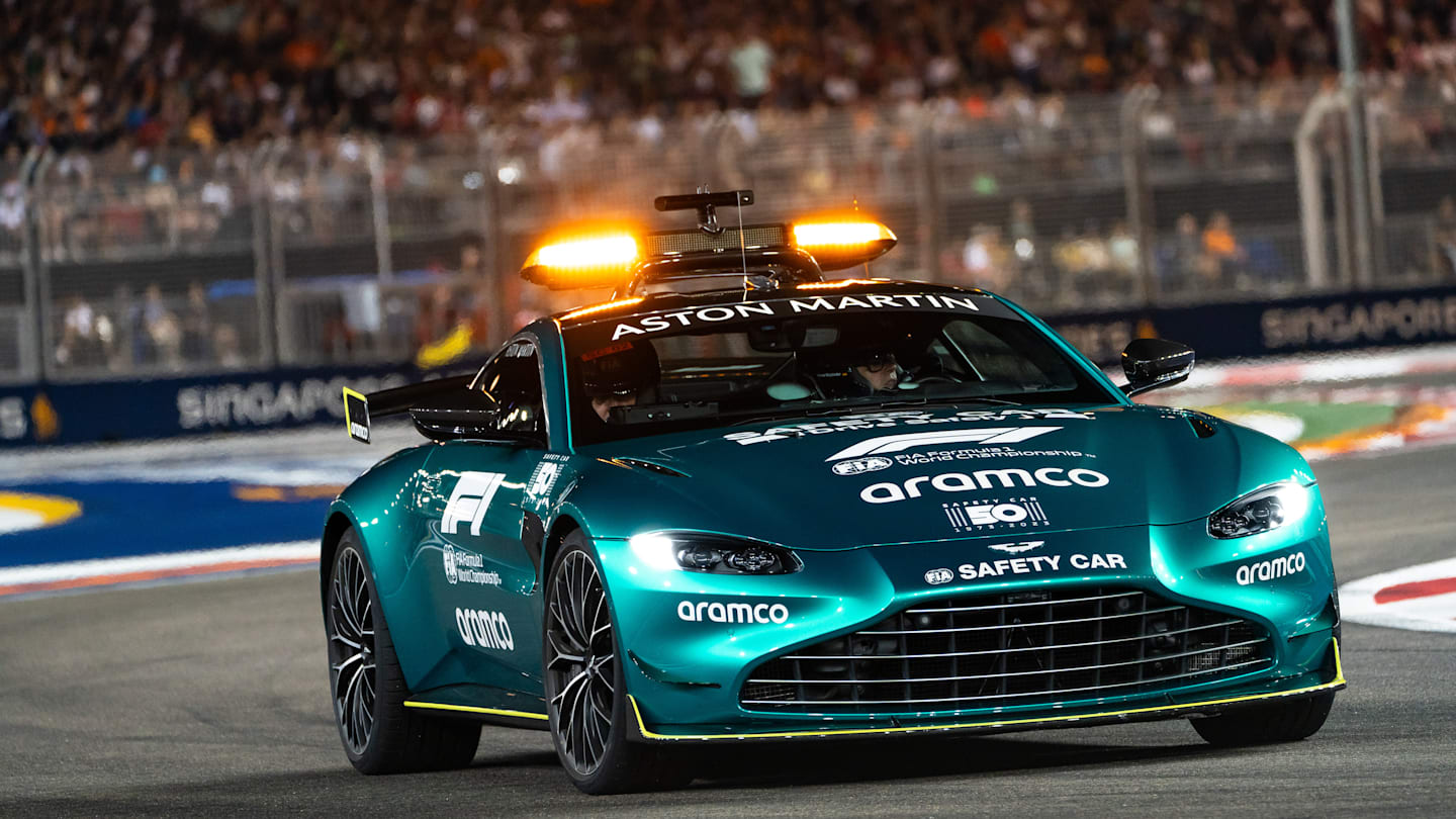 SINGAPORE, SINGAPORE - SEPTEMBER 17: A safety car appears during the Formula One Singapore Grand