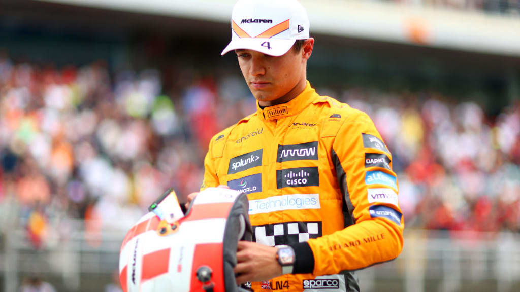 BARCELONA, SPAIN - JUNE 03: Third placed qualifier Lando Norris of Great Britain and McLaren looks