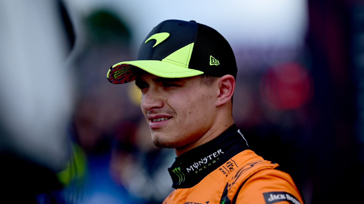 NORTHAMPTON, ENGLAND - JULY 06: Lando Norris of McLaren and Great Britain  during practice ahead of