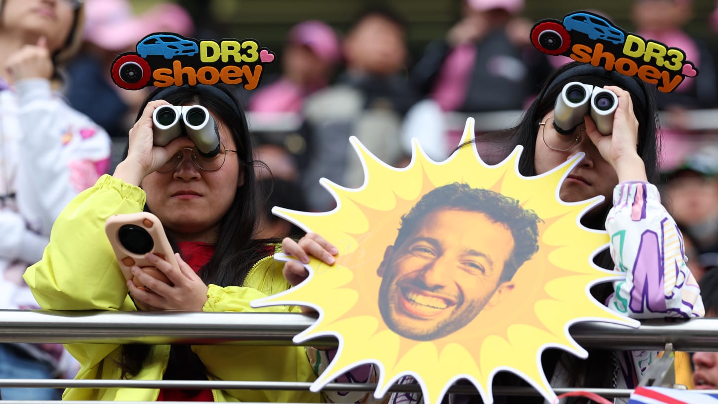 SHANGHAI, CHINA - APRIL 21: Fans of Daniel Ricciardo of Australia and Visa Cash App RB show their