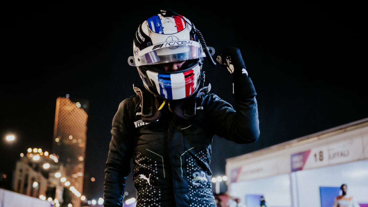 JEDDAH, SAUDI ARABIA - MARCH 07: Pole position qualifier Doriane Pin of France and PREMA Racing