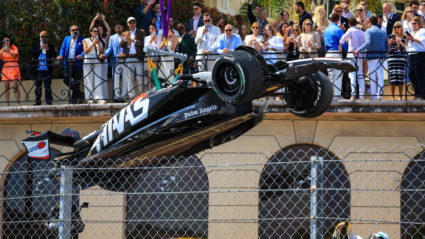 MONTE-CARLO, MONACO - MAY 26: The VF-24 of Kevin Magnussen of Denmark and Haas F1 lifted off the
