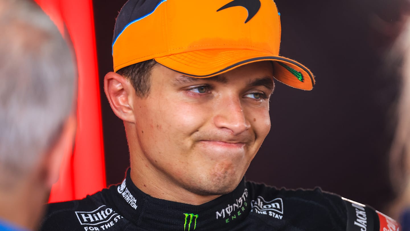 BUDAPEST, HUNGARY - JULY 21: Second placed Lando Norris of Great Britain and McLaren talks with