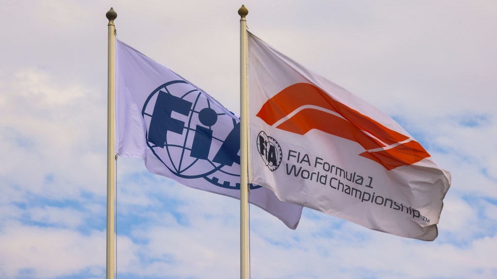 FIA flags are seen during Formula 1 Abu Dhabi Grand Prix 2022 at Yas Marina Circuit on November 20,