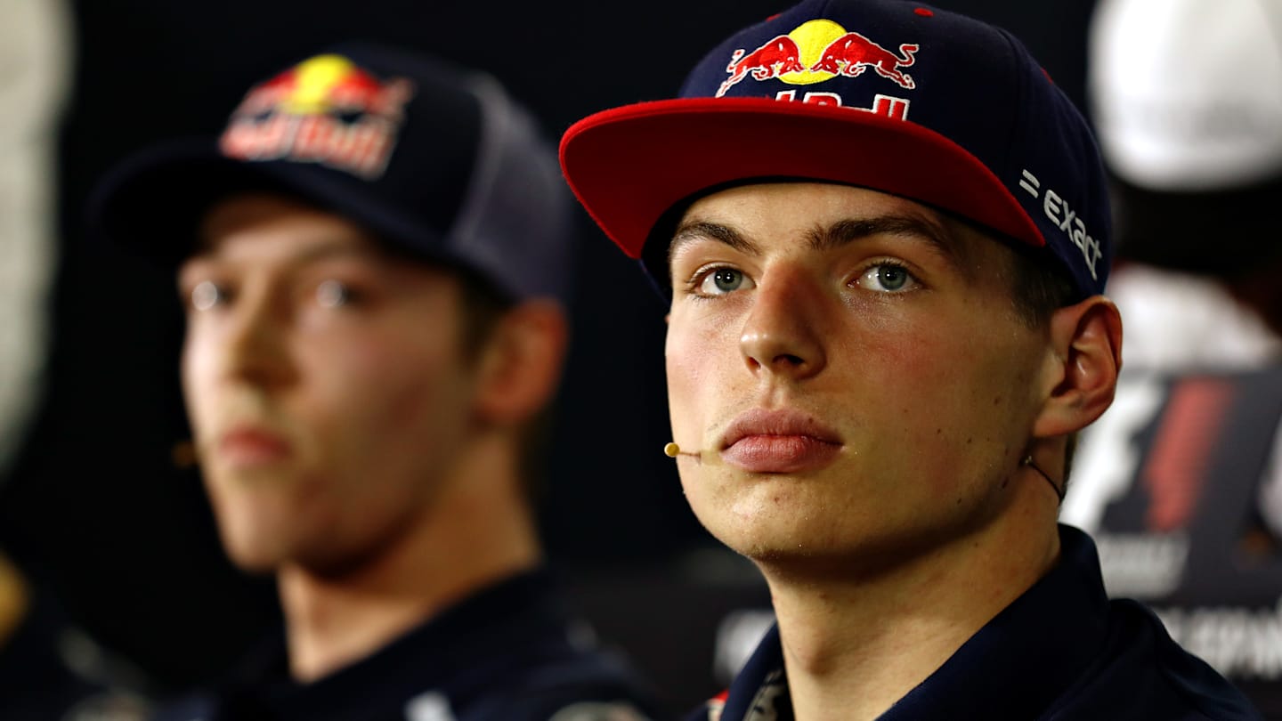 MONTMELO, SPAIN - MAY 12: Max Verstappen of Netherlands and Red Bull Racing in the Drivers Press