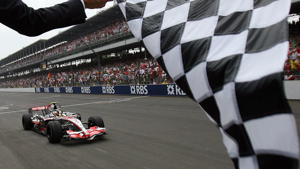 Indianapolis, UNITED STATES: McLaren-Mercedes Formula One driver Lewis Hamilton of Britain crosses