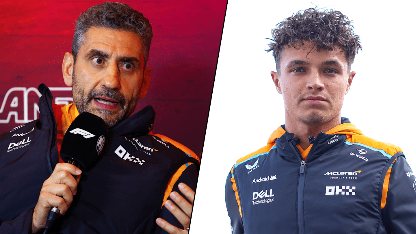 MIAMI, FLORIDA - MAY 05: Andrea Stella of Italy and McLaren F1 Team and Lando Norris of Great