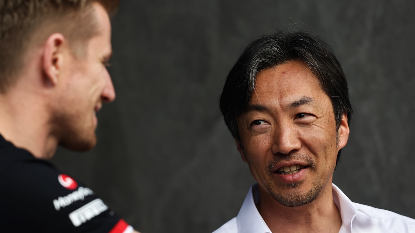 Nico Hulkenberg of Haas and Ayao Komatsu ahead of the Formula 1 Saudi Arabian Grand Prix at Jedah