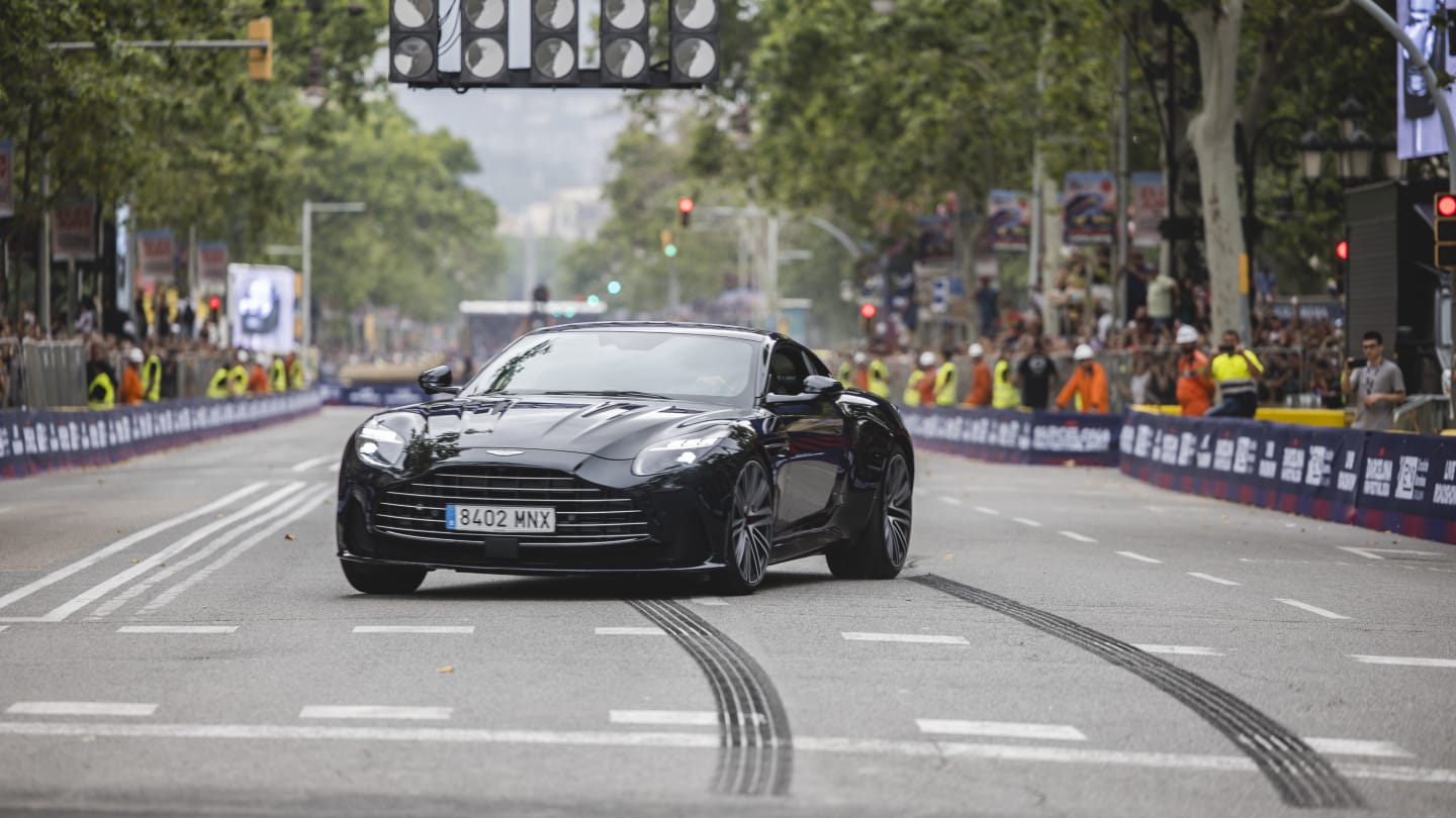 An Aston Martin also hit the streets during the F1 Road Show in Barcelona