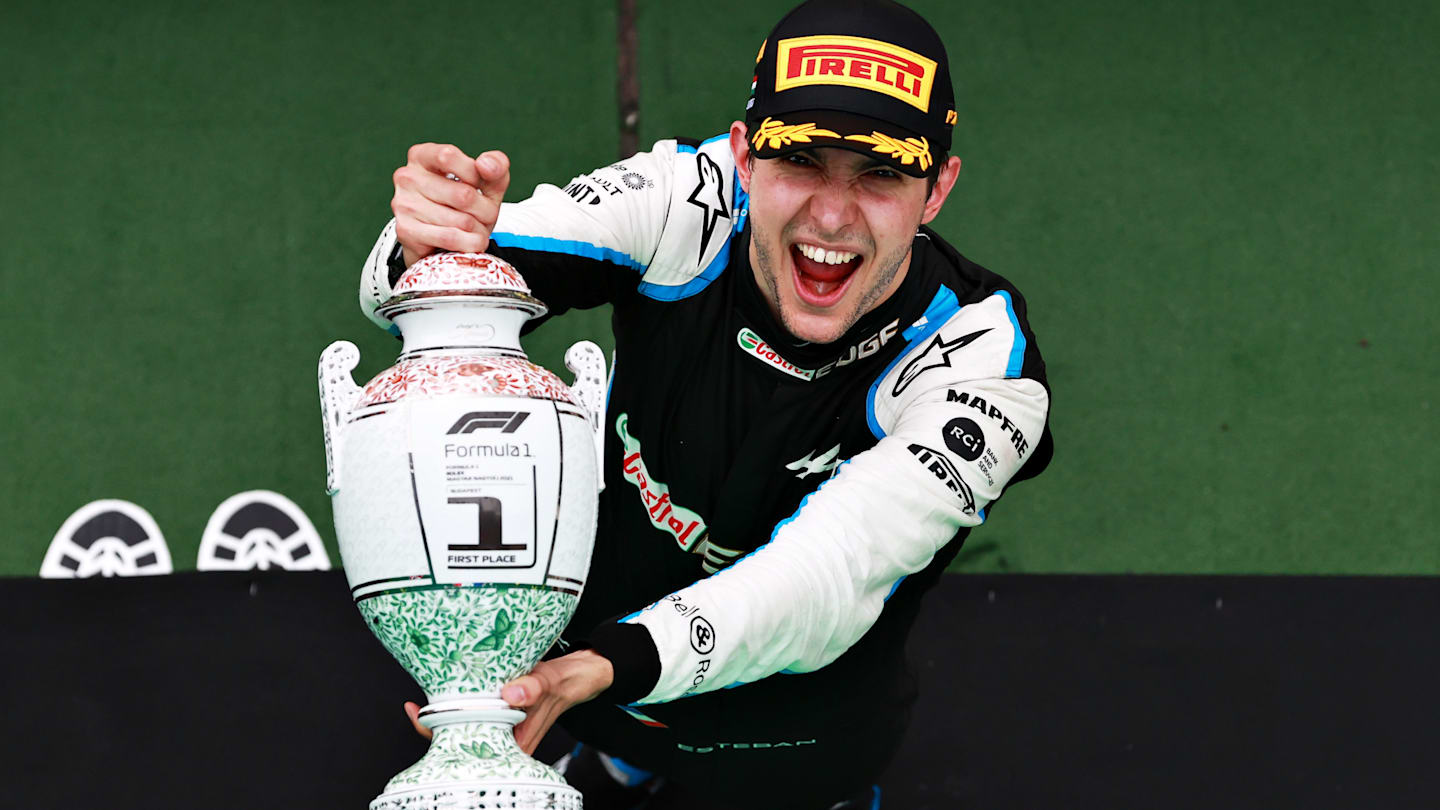 BUDAPEST, HUNGARY - AUGUST 01: Race winner Esteban Ocon of France and Alpine F1 Team celebrates on