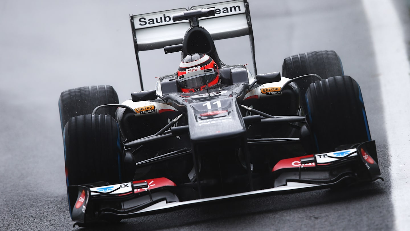 SAO PAULO, BRAZIL - NOVEMBER 23:  Nico Hulkenberg of Germany and Sauber F1 drives during the final
