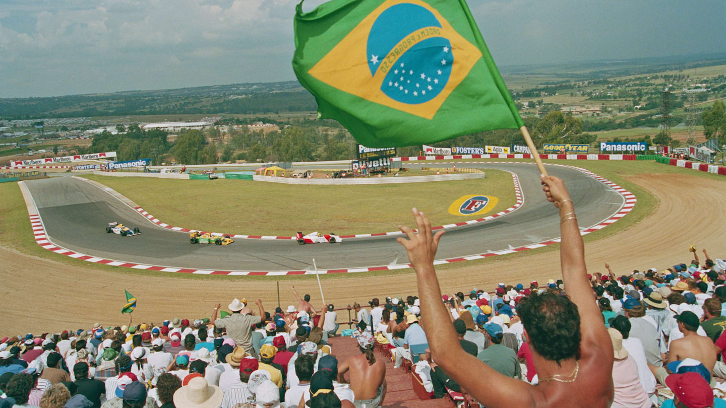 Ayrton Senna of Brazil drives the #8 Marlboro McLaren McLaren MP4/8 Ford HBE7 V8 during the Yellow
