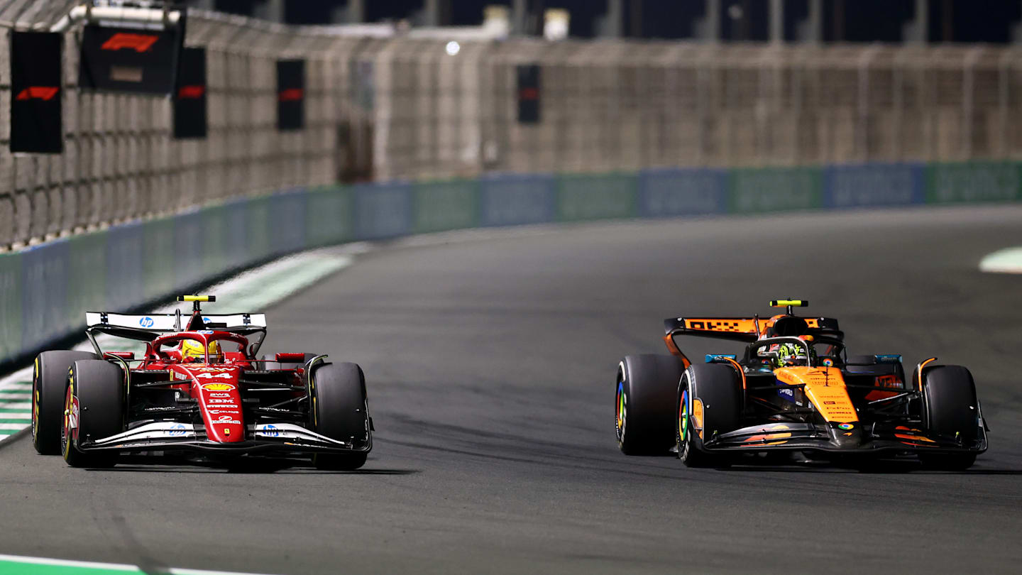 JEDDAH, SAUDI ARABIA - APRIL 20: Lewis Hamilton of Great Britain driving the (44) Scuderia Ferrari
