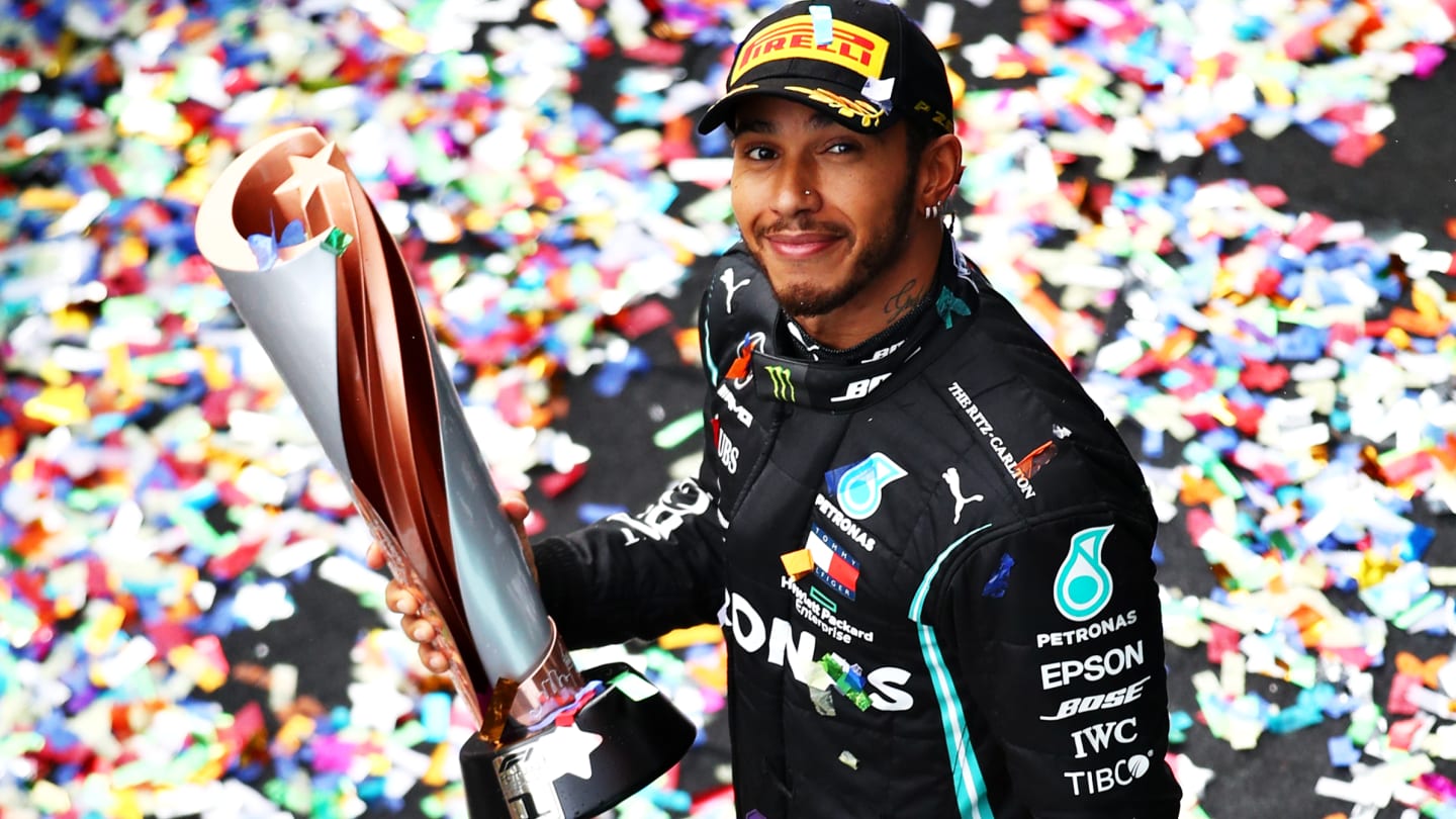 ISTANBUL, TURKEY - NOVEMBER 15: Race winner Lewis Hamilton of Great Britain and Mercedes GP