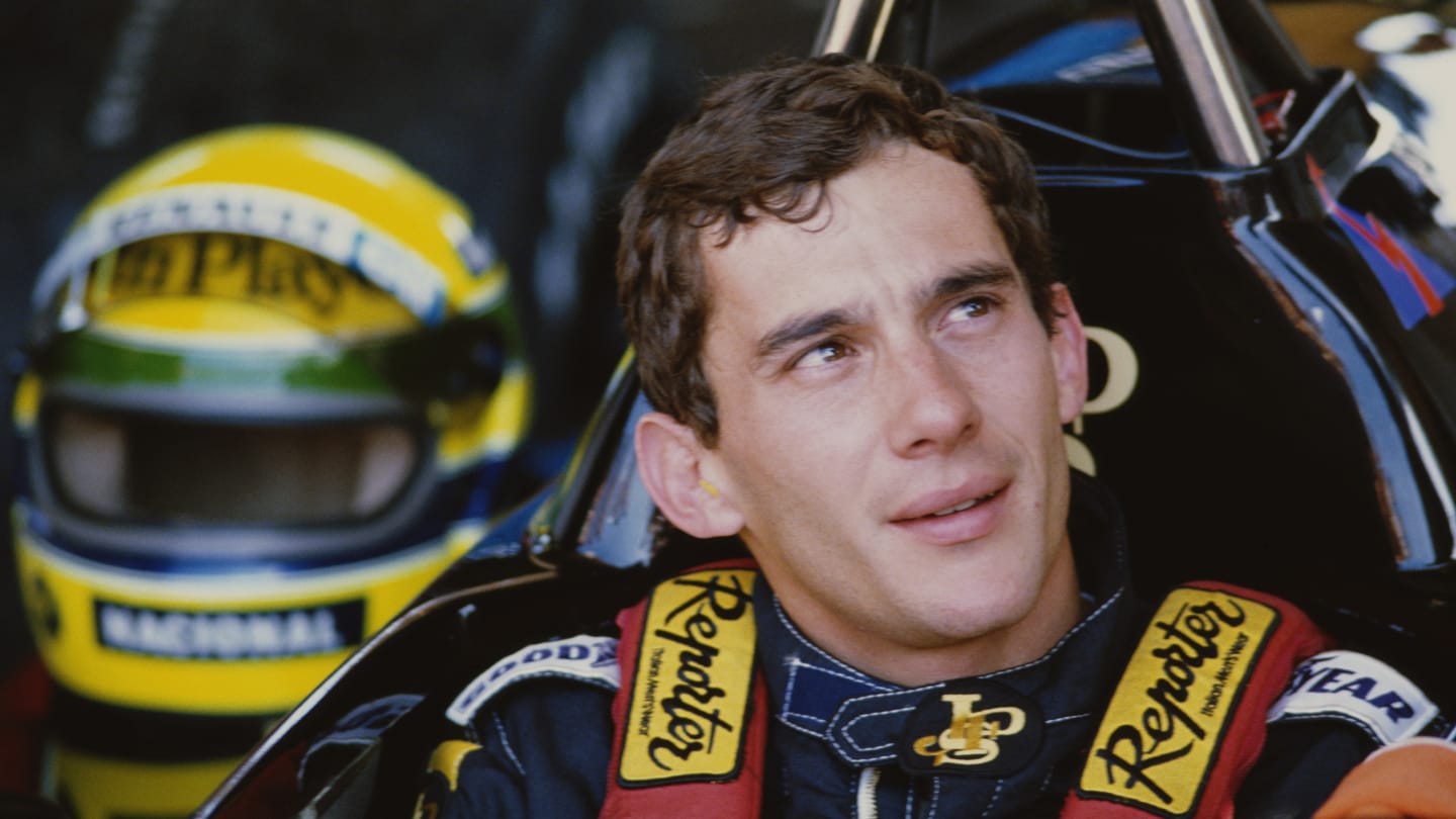 Ayrton Senna of Brazil and driver of the #12 John Player Special Team Lotus Lotus 98T Renault EF15