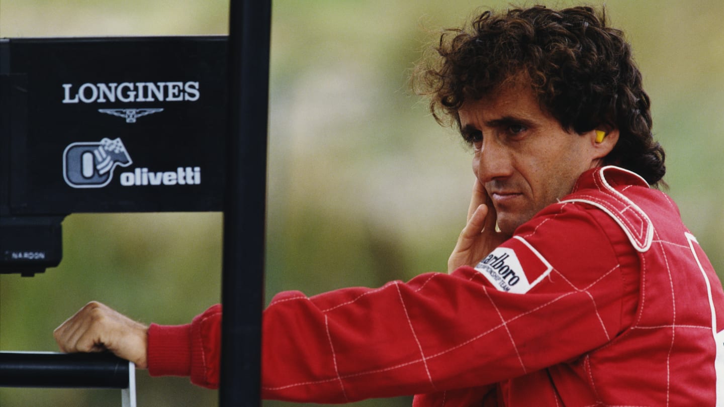 Alain Prost of France, driver of the #1 Scuderia Ferrari SpA Ferrari 641/2 Ferrari V12 during