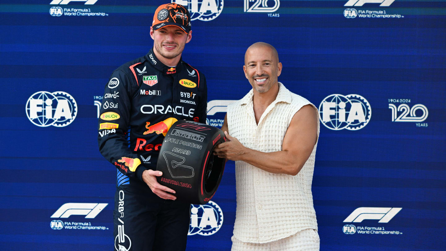 RED BULL RING, AUSTRIA - JUNE 29: Pole man Max Verstappen, Red Bull Racing, receives his Pirelli