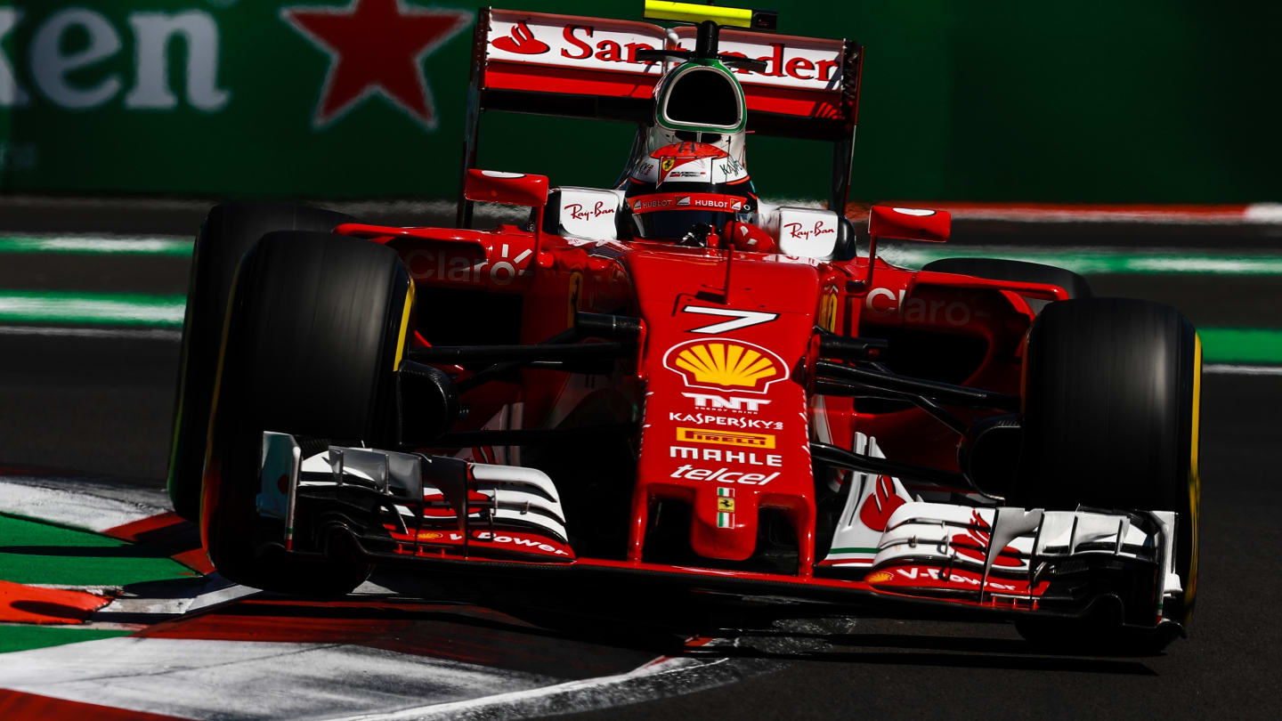 MEXICO CITY, MEXICO - OCTOBER 29: Kimi Raikkonen of Ferrari is seen during the qualifying session