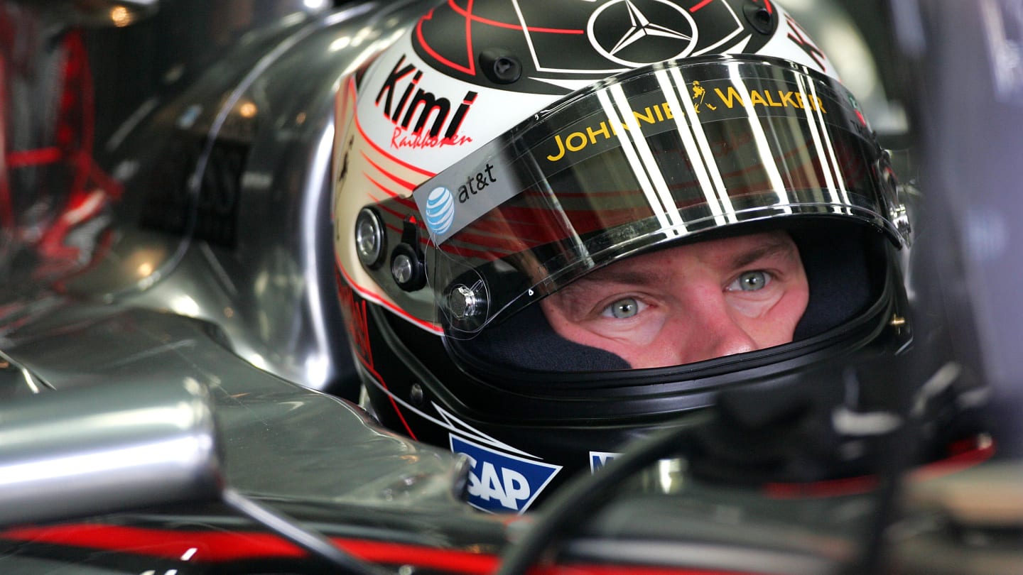 SAO PAULO, BRAZIL - OCTOBER 21:  Kimi Raikkonen of Finland and McLaren-Mercedes looks on during the
