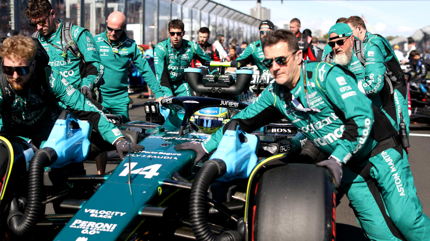 MELBOURNE, AUSTRALIA - APRIL 02: Fernando Alonso of Spain and Aston Martin F1 Team prepares to