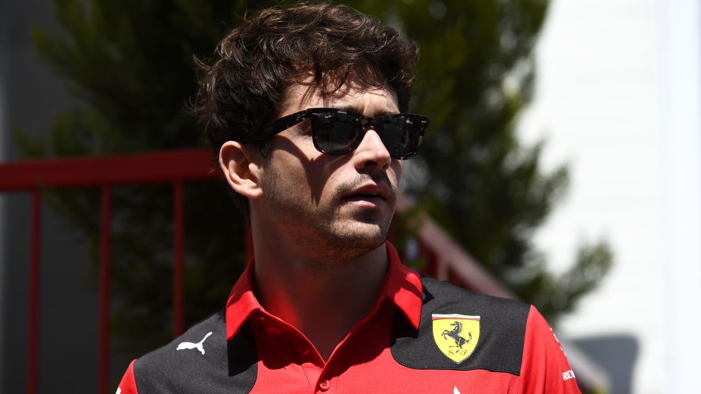 BAKU, AZERBAIJAN - APRIL 27: Charles Leclerc of Monaco and Ferrari looks on in the Paddock during