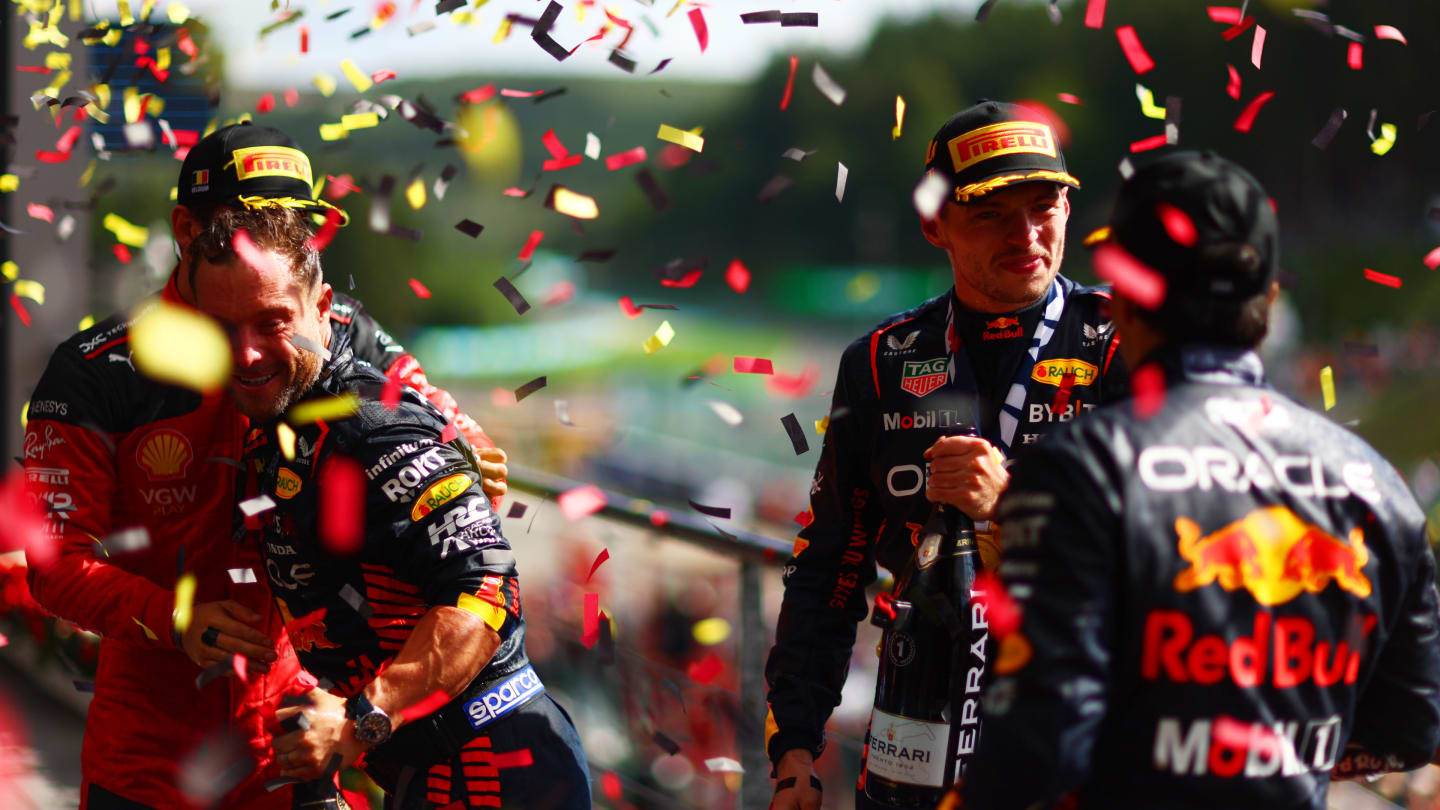 SPA, BELGIUM - JULY 30: Race winner Max Verstappen of the Netherlands and Oracle Red Bull Racing