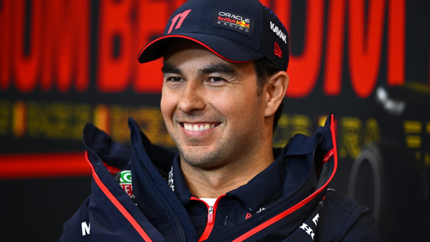 SPA, BELGIUM - JULY 27: Sergio Perez of Mexico and Oracle Red Bull Racing attends the Drivers Press