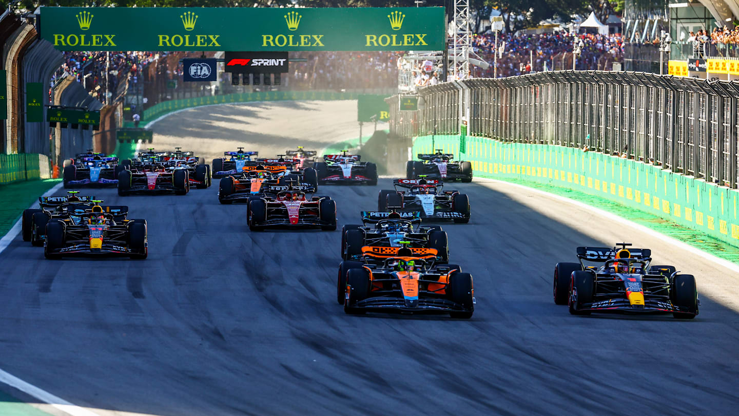 SAO PAULO, BRAZIL - NOVEMBER 04: Max Verstappen of the Netherlands driving the (1) Oracle Red Bull