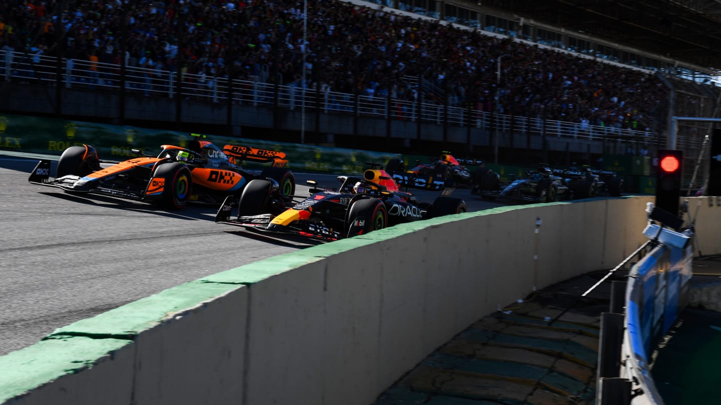 SAO PAULO, BRAZIL - NOVEMBER 04: Max Verstappen of the Netherlands driving the (1) Oracle Red Bull