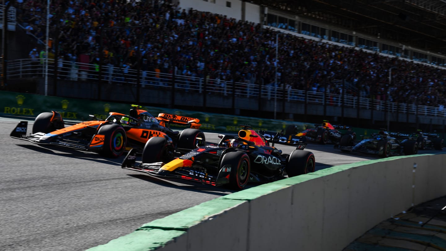SAO PAULO, BRAZIL - NOVEMBER 04: Max Verstappen of the Netherlands driving the (1) Oracle Red Bull